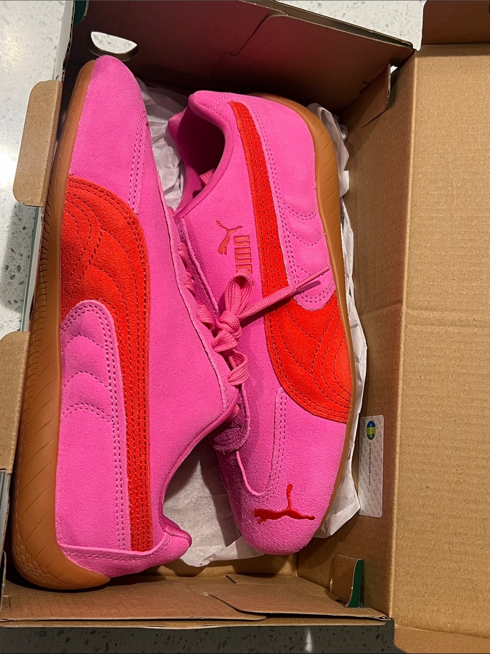 Puma Speedcat Pink & Red Suede Women's Sneakers with Gum Sole
